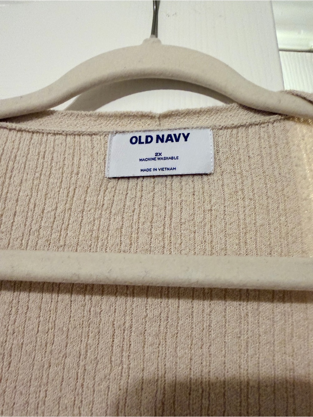 Old Navy Women's Ribbed V-Neck Button Cardigan in Light Beige - Picture 3 of 3